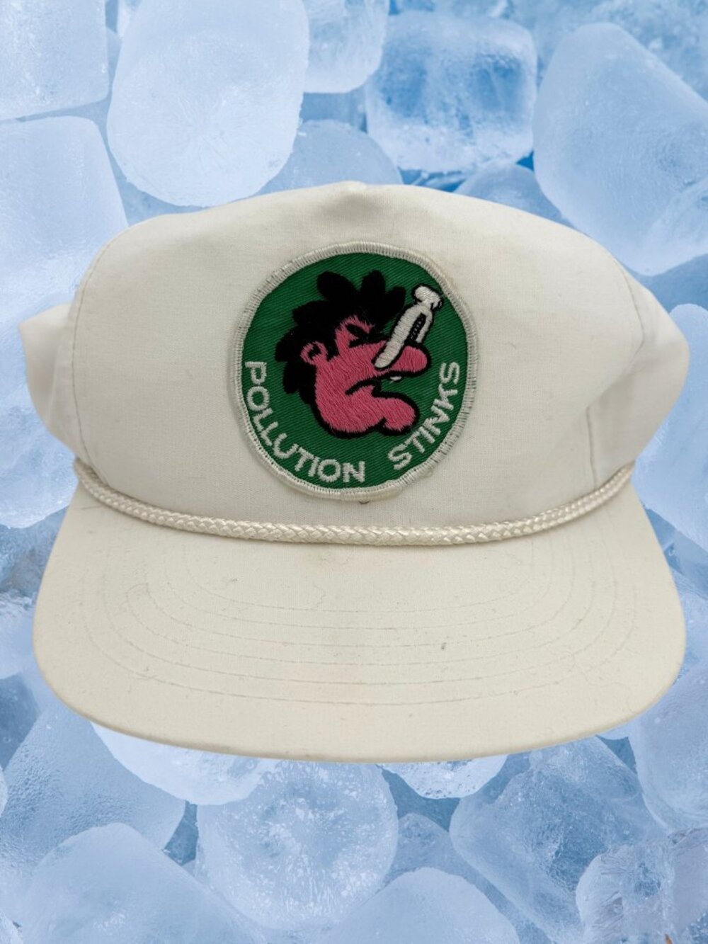 Vintage Pollution Stinks Patch SnapBack Hat 1980s